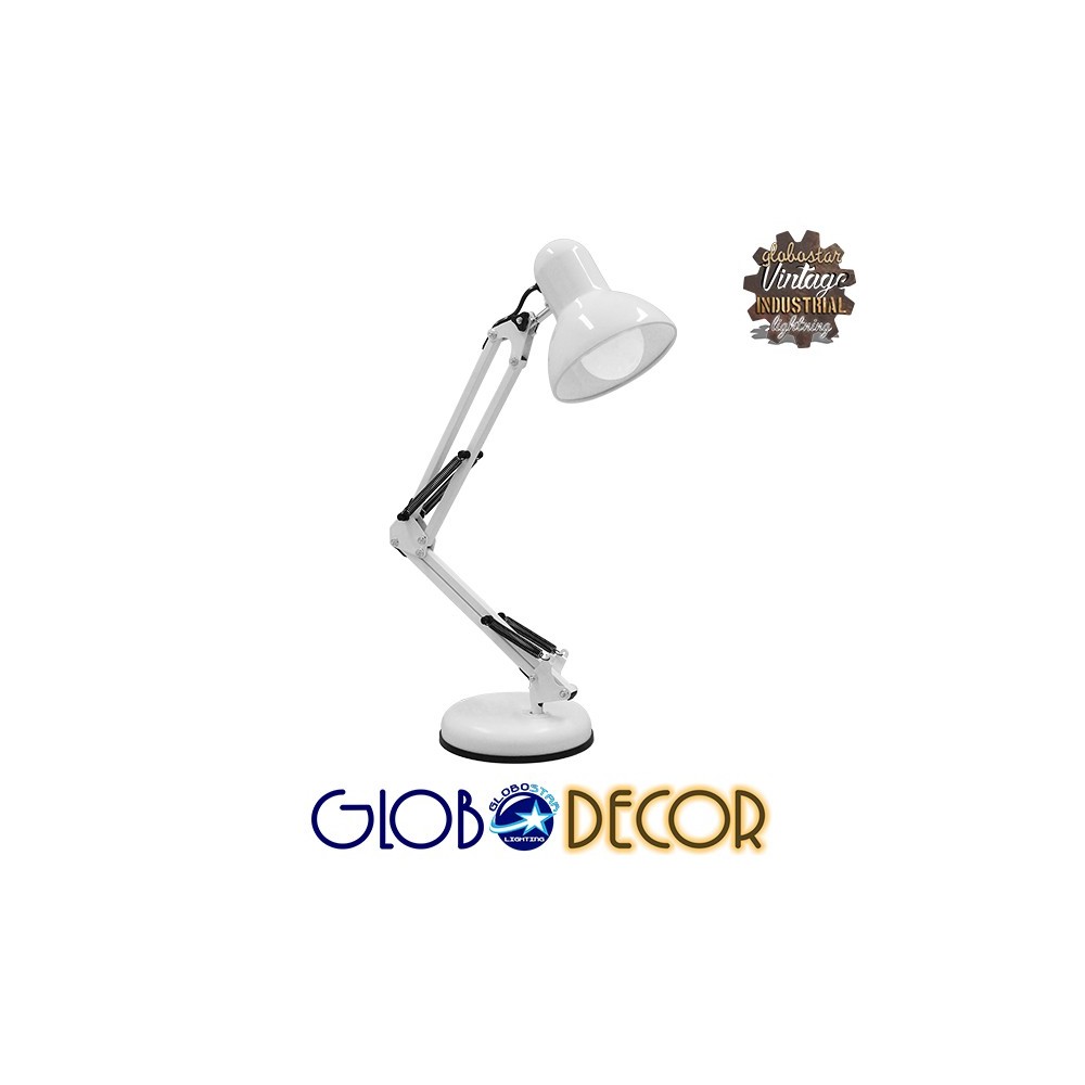 GLOBOSTAR® DESK 01539 Μοντέρνο Επιτραπέζιο Φωτιστικό Πορτατίφ με Ντουί 1 x E27 AC 220-240V IP20 - Λευκό - Μ15 x Π15 x Υ67cm